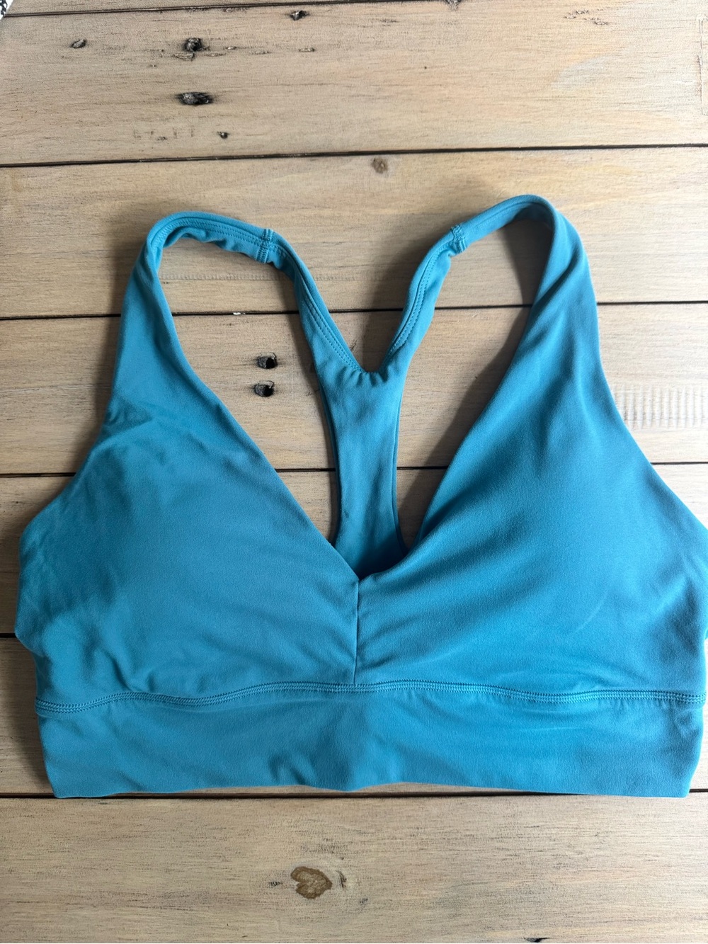 Athleta Teal Sports Bra with Racerback V-Neck